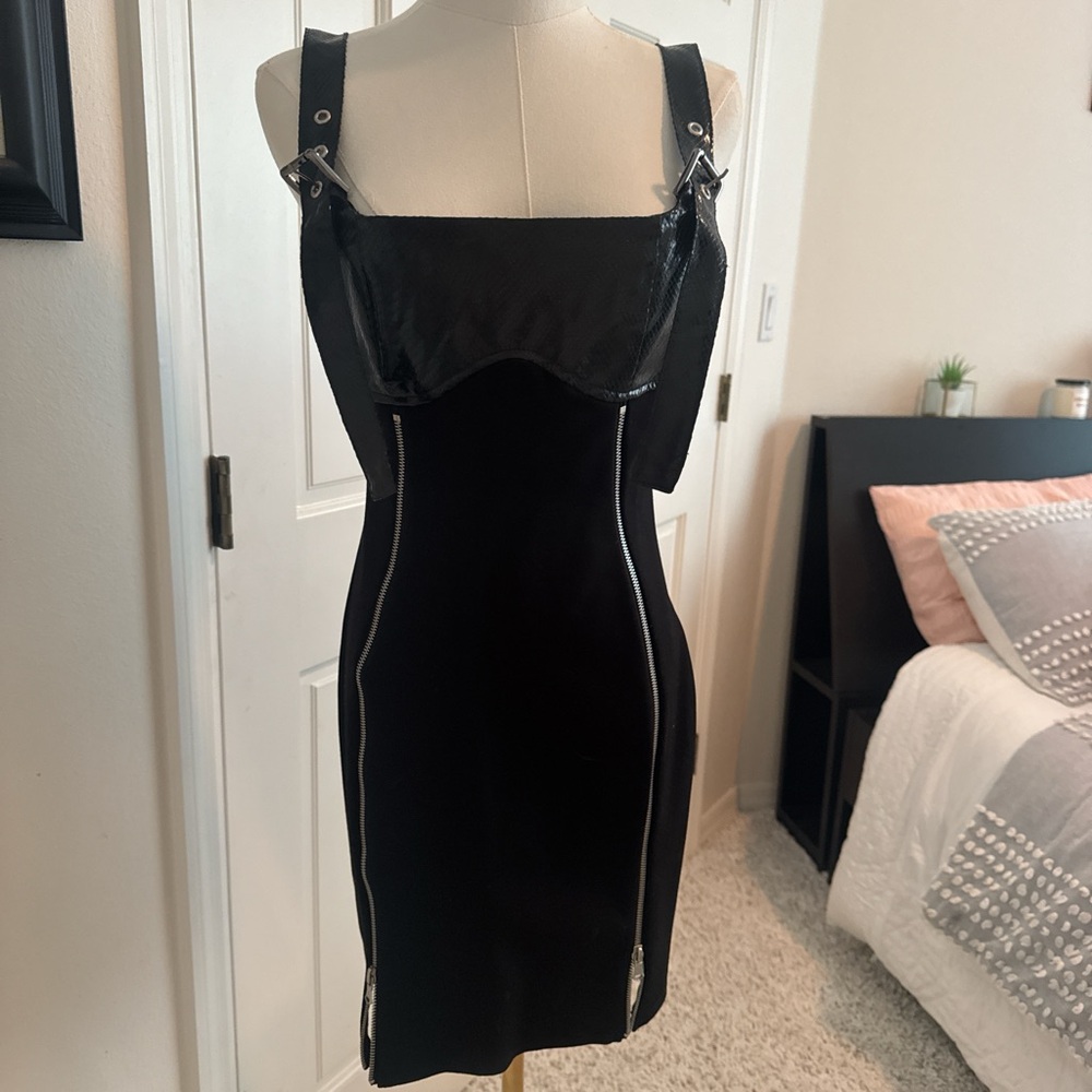 Tiger Mist Black Mini Dress with Silver Details